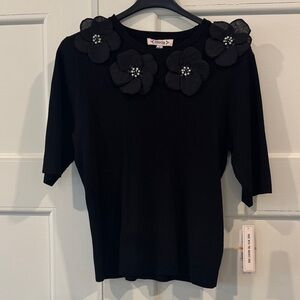 NWT Nanette Lepore Black Rib Top Size Small